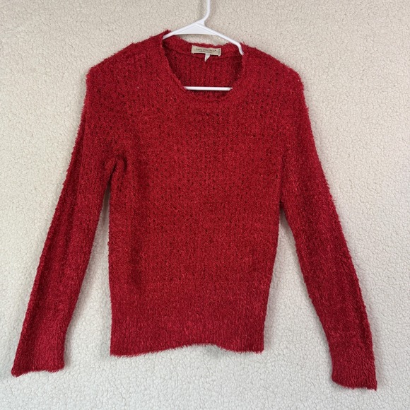 Sweaters - Laura della Valle Sweater Womens Large Red Boucle Pullover Fuzzy Soft Italy Cozy